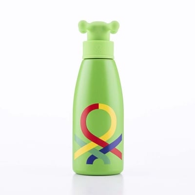 Стоманена бутилка за вода 550 мл, зелен цвят, капачка тип кранче, United Colors Of Benetton