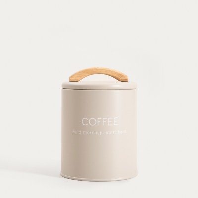 Метален съд за съхранение на кафе 900 мл FLORA - бежов, HOMLA Полша