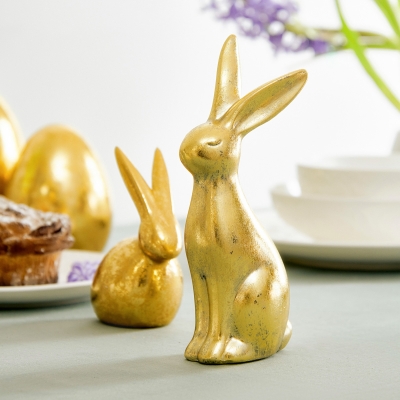 Керамична фугурка зайче 21 см MAX - цвят злато, HOMLA Полша