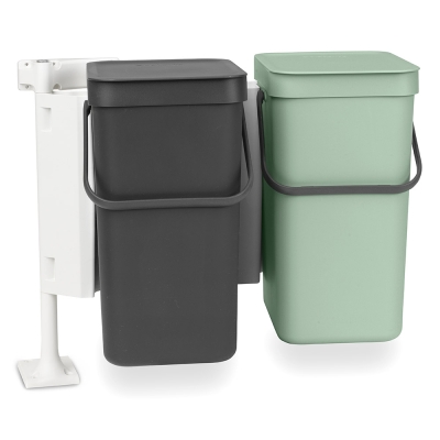 Кош за разделно събиране на смет 2 х 12 литра Sort&Go - Dark Grey & Jade Green, Brabantia 