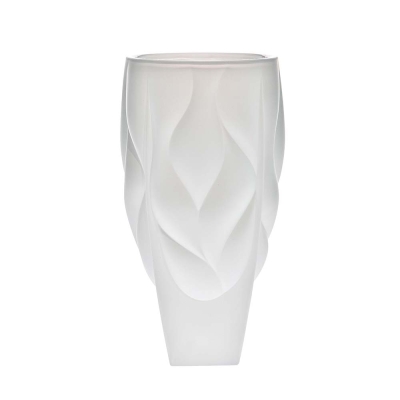 Изискана кристална ваза 30 см Bamboo Satin White с фин дизайн