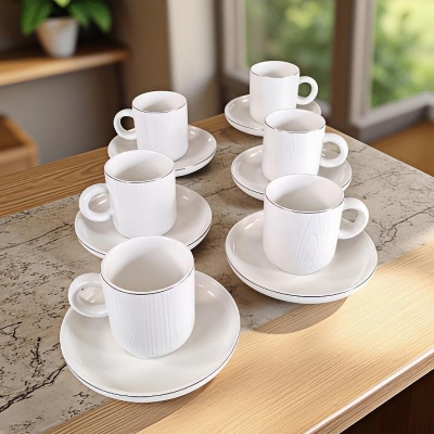 Керамичен сервиз за еспресо кафе 100 мл - 12 части, Бяла прелест