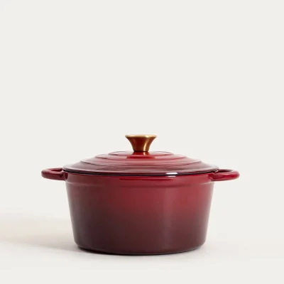 Чугунена емайлирана тенджера с капак 4 литра ANDREAS - бордо, HOMLA Полша