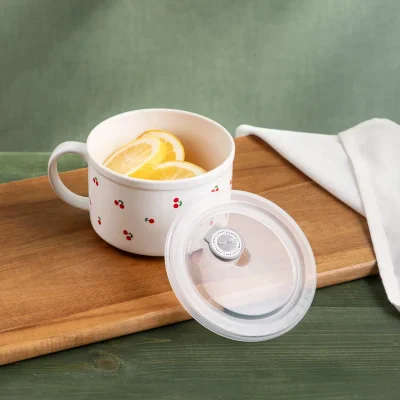 Порцеланова чаша за супа с капак за съхранение 750 мл BALIS - Череши, HOMLA Полша