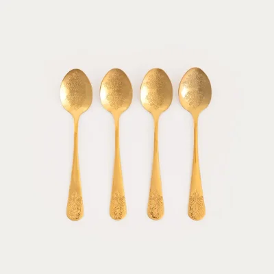 Лъжички за чай/торта REGALIA GOLD - 4 бр - гравирани, HOMLA Полша