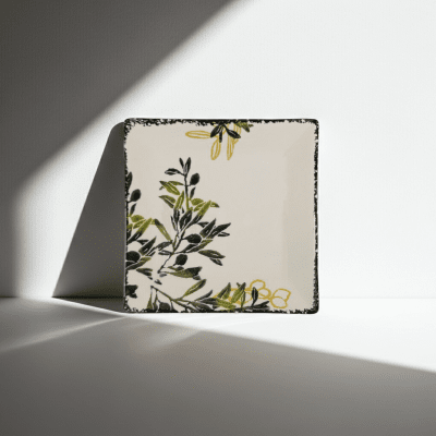 Керамична квадратна чиния 18.5 x 18.5 см OLIVE, декор маслини