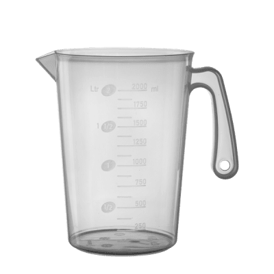 Мерителна кана 2 литра, Ø 14.5 x h 20 см, пластмаса, прозрачна, (GMCP-05)