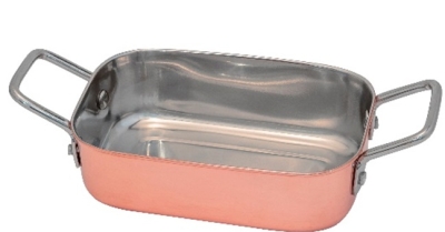 МИНИ съд за сервиране 14 см с медно покритие - 2 дръжки