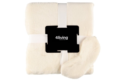 Комплект одеяло 150 х 200 см и маска за сън, цвят бял, 4LIVING 