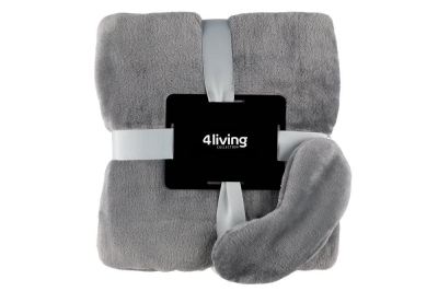 Комплект одеяло 150 х 200 см и маска за сън, цвят сив, 4LIVING 