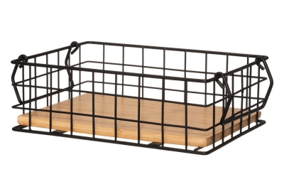 Метален панер с бамбуково дъно, 4LIVING 