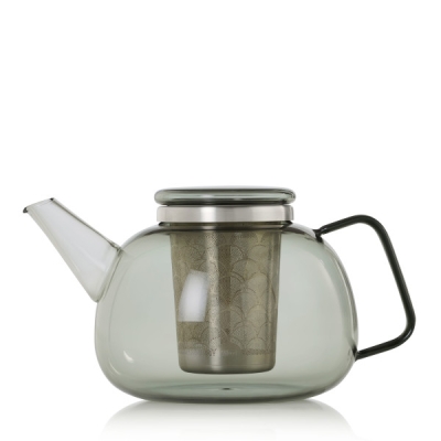 Стъклен чайник с инфузер 1.6 л - сиво стъкло Yuna, AdHoc Германия