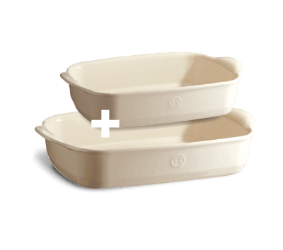 Комплект от 2 бр керамични тави за печене - цвят екрю, EMILE HENRY Франция