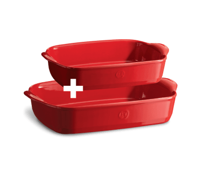 Комплект от 2 бр керамични тави за печене - цвят червен, EMILE HENRY Франция