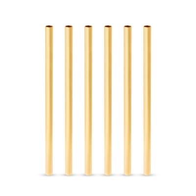 Къси метални коктейлни сламки 6 бр Belmont Gold - златисти, VISKI Америка