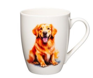 Порцеланова чаша с дръжка Златен ретривър - 340 мл, 4LIVING 
