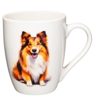 Порцеланова чаша с дръжка Шетландска овчарка - 340 мл, 4LIVING 