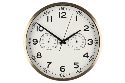 Часовник за стена с термометър и хигрометър Verona - цвят злато - Ø 30 см, 4LIVING 