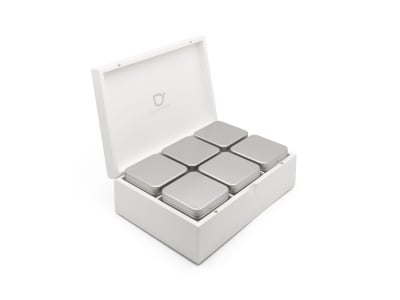 Бамбукова кутия за чай с 6 канистера, бял цвят, BREDEMEIJER Нидерландия