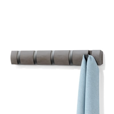 Закачалка за стена с 5 броя закачалки FLIP, цвят сив / калай, UMBRA Канада