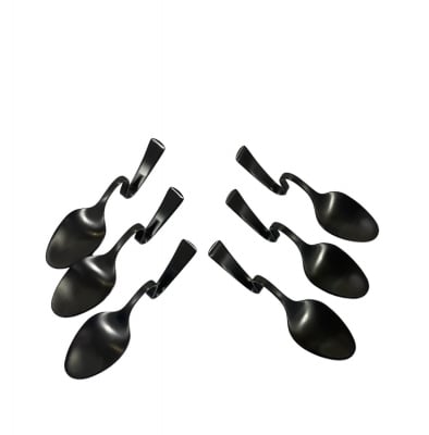 HERDMAR Лъжички за кафе CARMIL - 6 броя, цвят черен мат, извити дръжки
