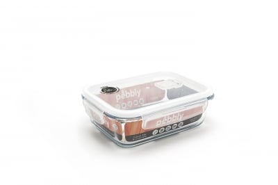 Правоъгълна стъклена кутия за съхранение / храна 1 литър, PEBBLY Франция