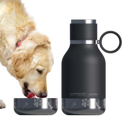 Термобутилка с купичка за куче DOG BOWL, 1000 мл, черен цвят, ASOBU Канада