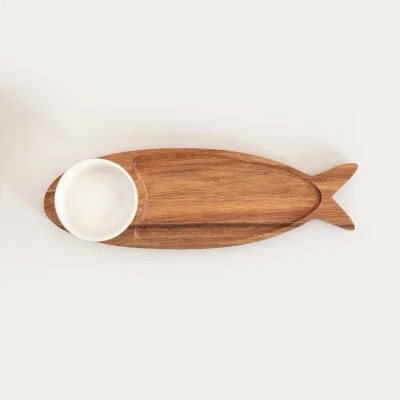 Дървено плато за сервиране с купичка 34.5 x 11.5 см MOOKA, HOMLA Полша