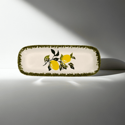 Керамично правоъгълно плато 24.5 х 9.2 см LEMON, декор лимони