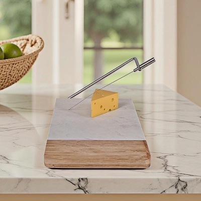 Плато за сирена със струна за рязане 25.5 x 22 см, бяло