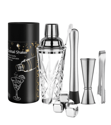 Сет за коктейл 9 части със стъклен шейкър 400 мл  