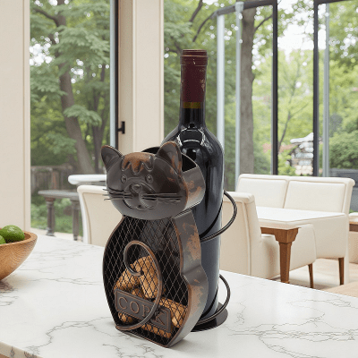 Поставка за бутилка вино - Котка, 12.5 x 14.5 x 22,5 см