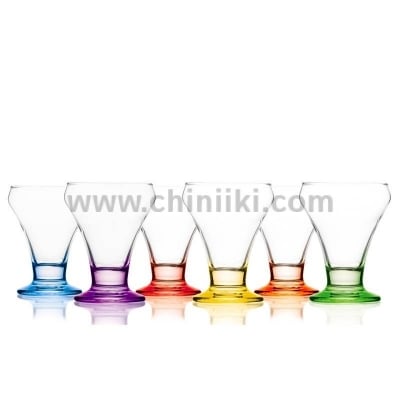 Стъклени чаши за мелба с цветно столче 305 мл FROSTY, 6 броя
