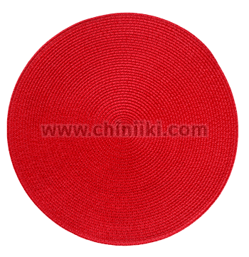 Кръгла подложка за хранене 38 см PVC, червен цвят, 6 броя