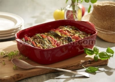 Керамична форма за печене 30 x 19 см, червен цвят, SMALL RECTANGULAR OVEN DISH, EMILE HENRY Франция