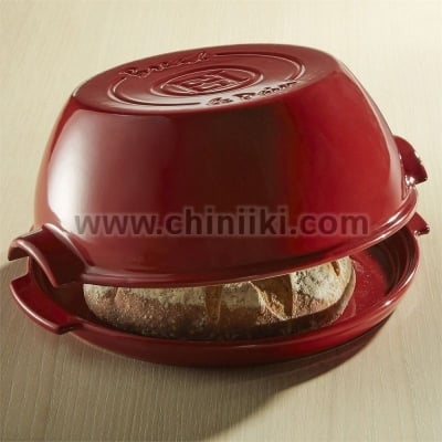 Керамична форма за печене на хляб 32.5 см, червен цвят, ROUND BREAD BAKER, EMILE HENRY Франция