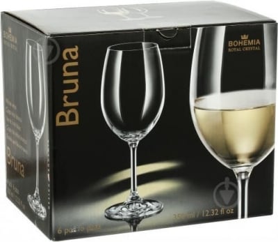 BRUNA чаши за бяло вино 350 мл, 6 броя, Bohemia Royal Crystal
