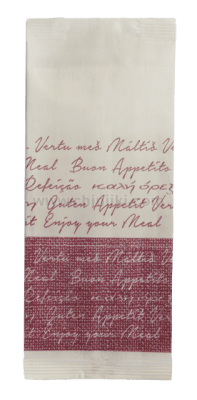Хартиен джоб за прибори и салфетка, Bon Appetit, цвят бордо, 11 x 25 см, 125 броя