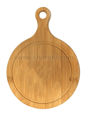 Бамбукова кръгла дъска с улей и дръжка 15 см