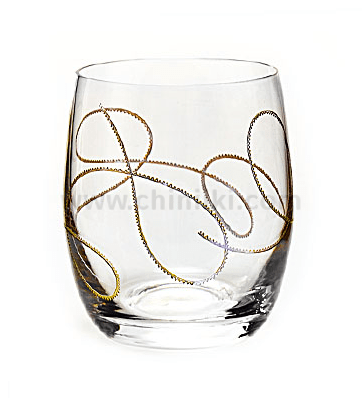 Гравирани чаши за уиски 350 мл STRING, златист кант, 2 броя, Bohemia Crystalex