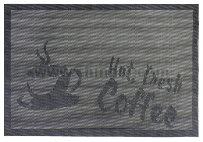 Правоъгълна подложка за хранене 45 x 30 см PVC, черен цвят, Hot Fresh Coffee