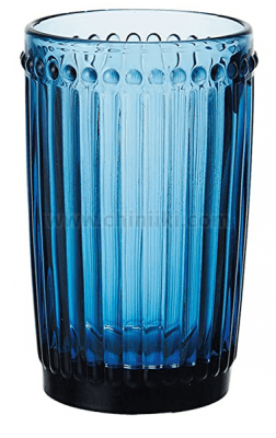 Стъклени чаши за вода 360 мл, 6 броя, син цвят, OLD SCHOOL