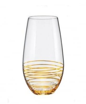 Чаши за вода 350 мл VIOLA SPIRAL GOLD, 6 броя, Bohemia Crystalex
