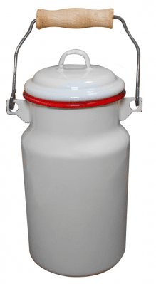 Метално емайлирано канче за мляко 1 литър RETRO, цвят крем/червено