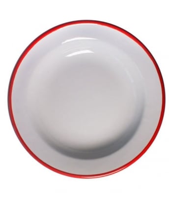 Метална емайлирана дълбока чиния 22 см RETRO, цвят крем/червено