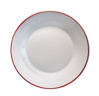 Метална емайлирана чиния 22 см RETRO, цвят крем/червено