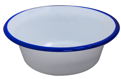 Метална емайлирана купа конус 16 см RETRO, бял със син кант
