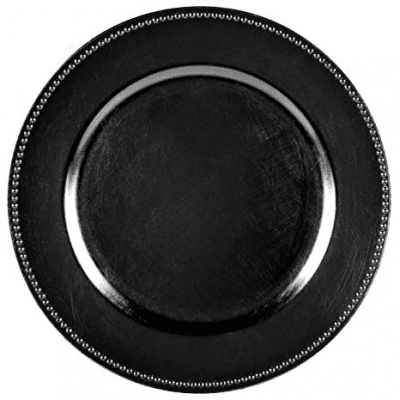 Подложна чиния с релефен кант 33 см, черен цвят, полипропилен