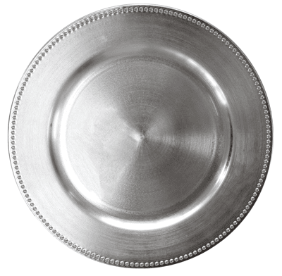 Подложна чиния с релефен кант 33 см OLD FASHIONED, цвят сребърен, полипропилен