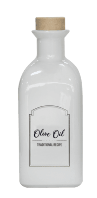 Стъклена бутилка за олио / зехтин с коркова запушалка 250 мл, Voca Olive Oil, бял цвят